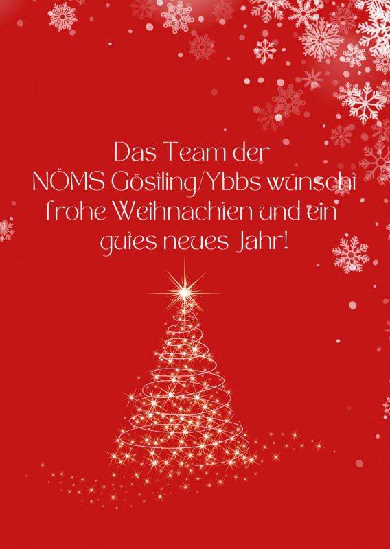 Das Team der NÖMS GöstlingYbbs wünscht frohe Weihnachten und ein gutes neues Jahr 2024!